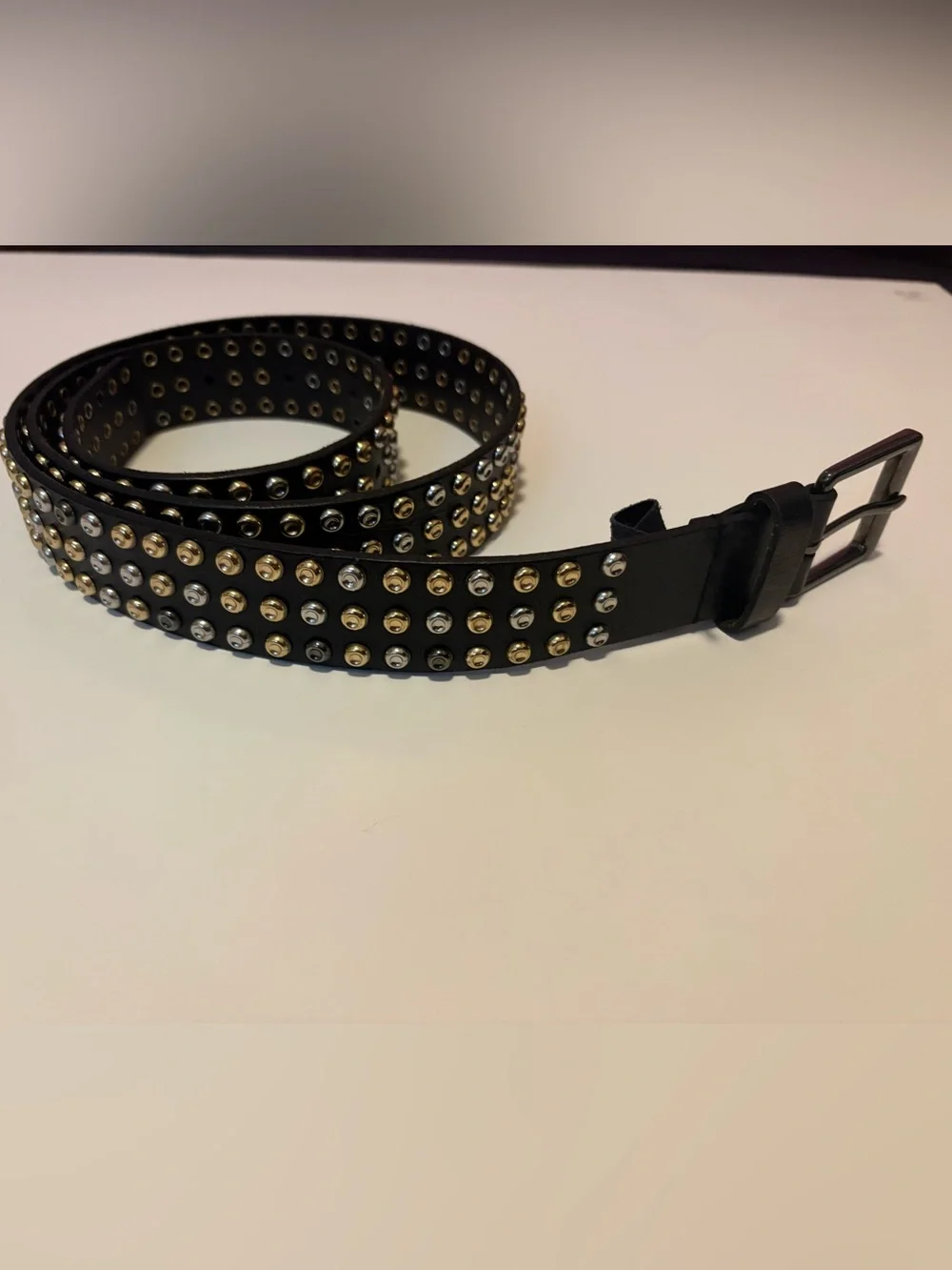 Cabi Black Studded Belt with Gold & Silver Accents - Picture 1 of 3